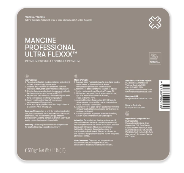 Mancine Hard Wax: Ultra Flexxx™ White (Vanilla) 500gm